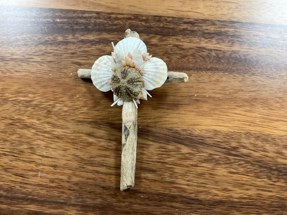 Driftwood shell cross