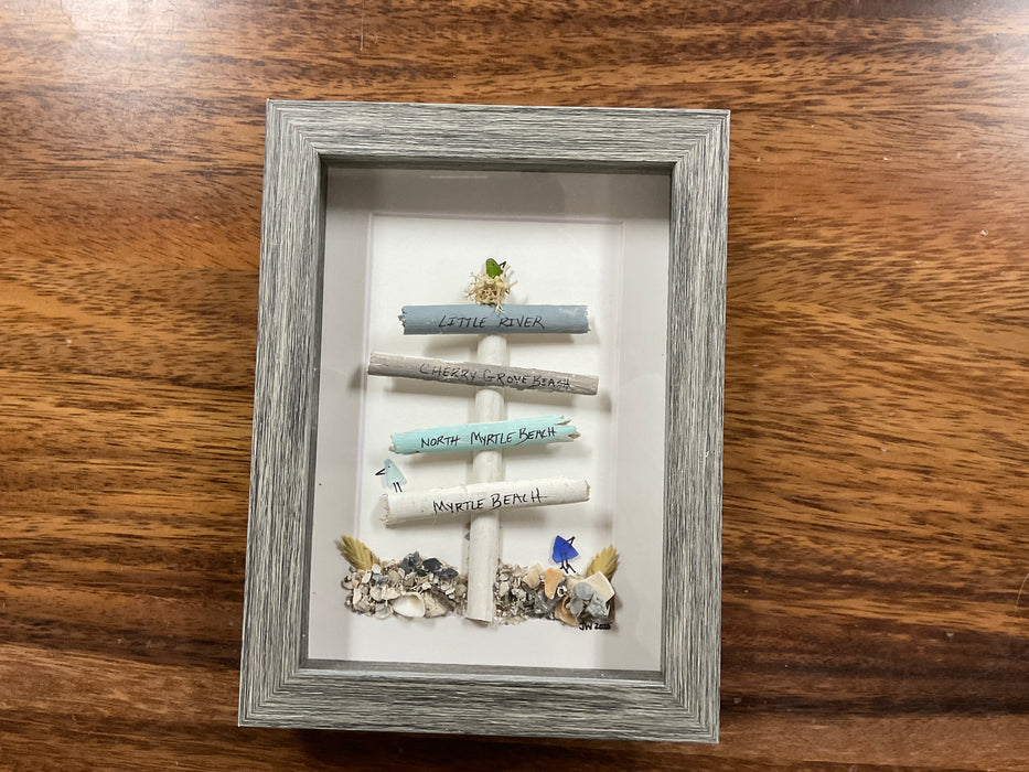 Sea glass framed art 5”x7”