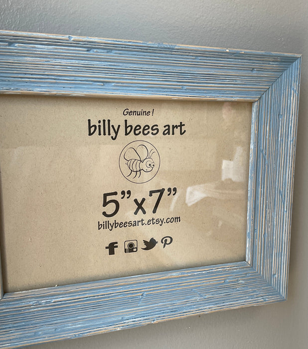 Wood picture frame - cool blue