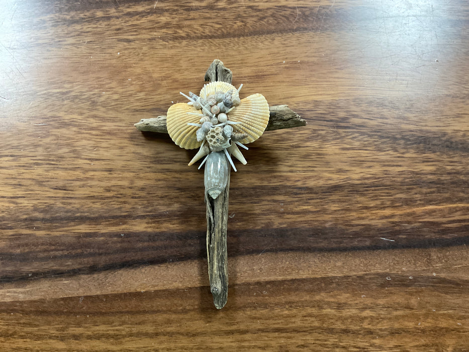 Driftwood shell cross