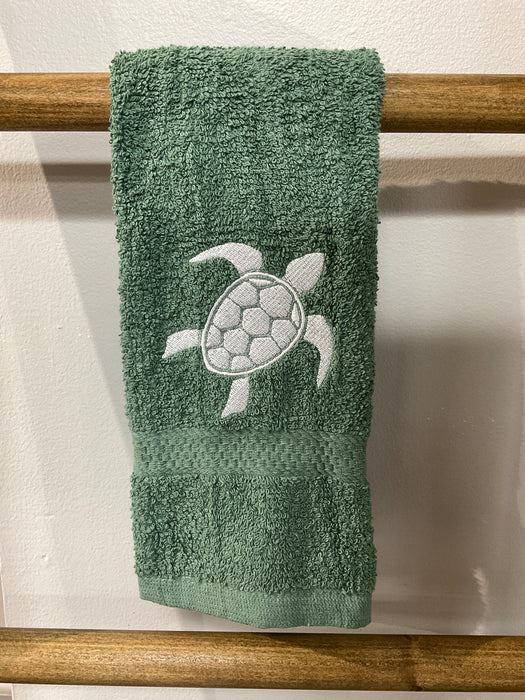 Embroidered hand towel - turtle