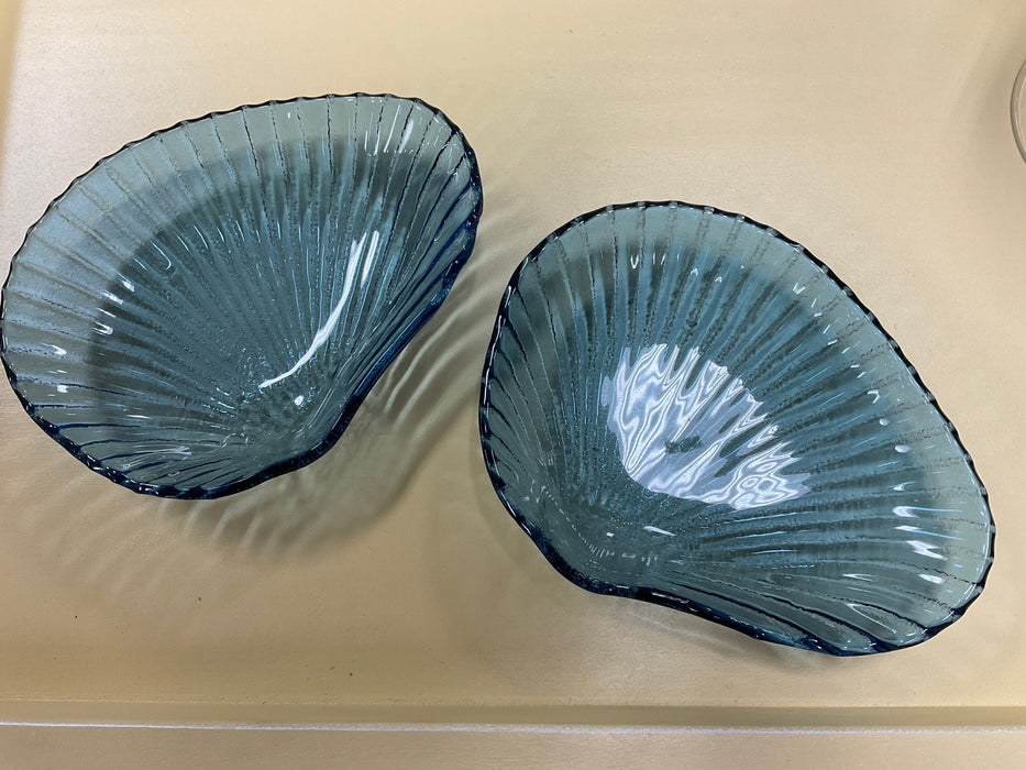 Blue glass shell dish