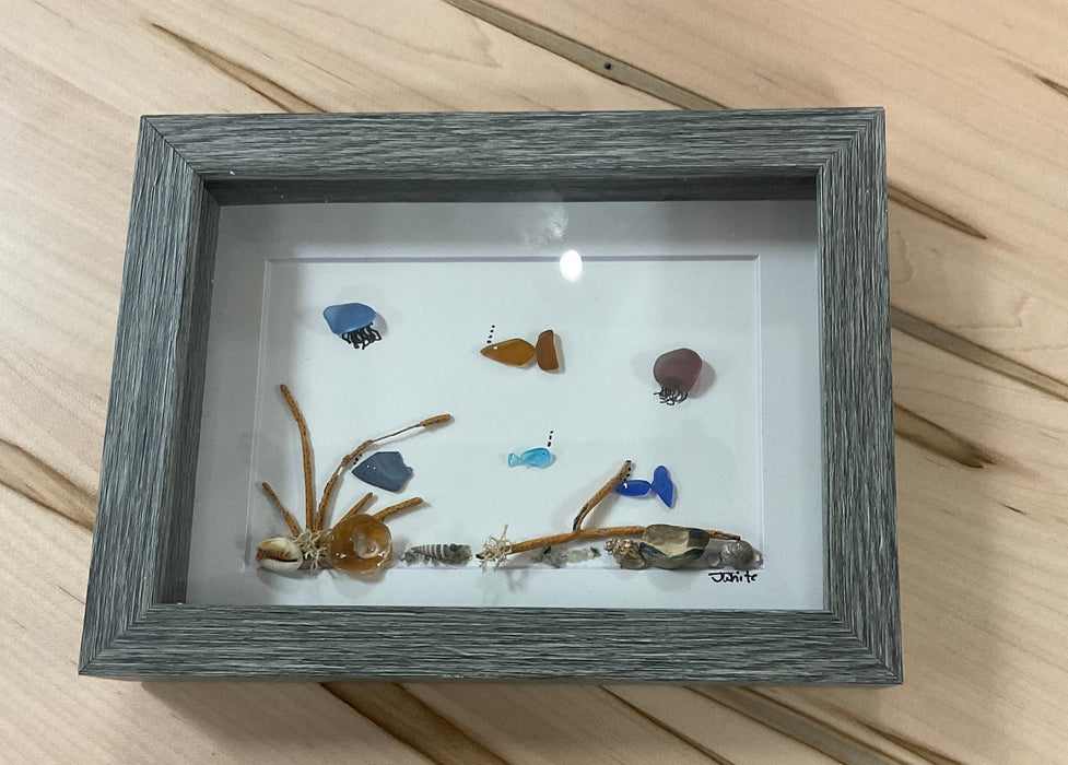 Sea glass framed art 5”x7”