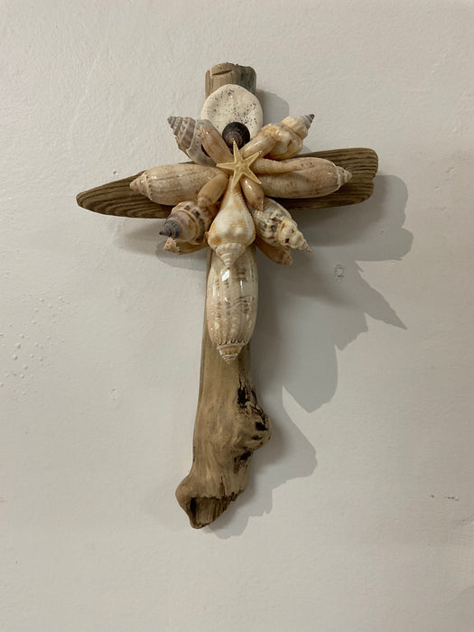 Driftwood shell cross