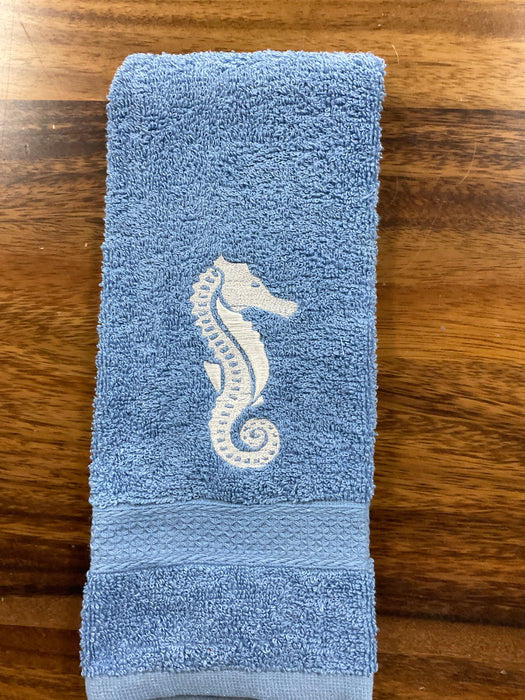 Embroidered hand towel seahorse