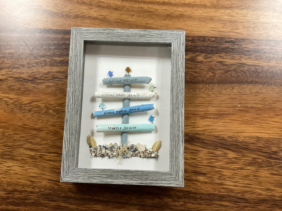 Sea glass framed art 5”x7”