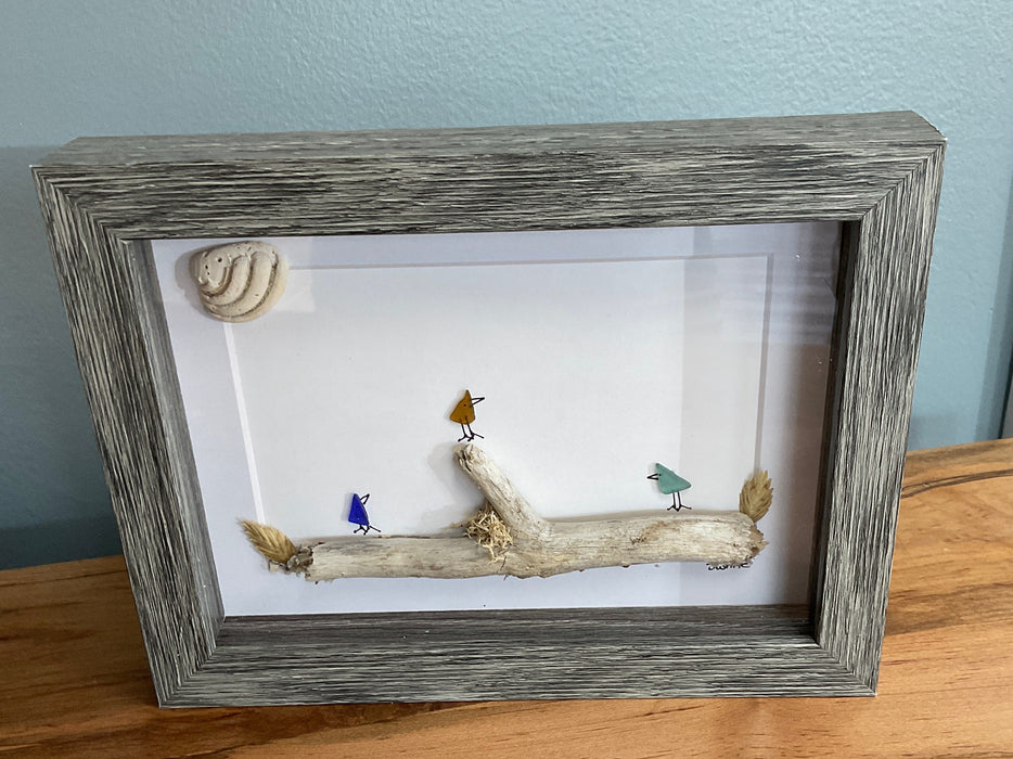 Sea glass framed art 5”x7”