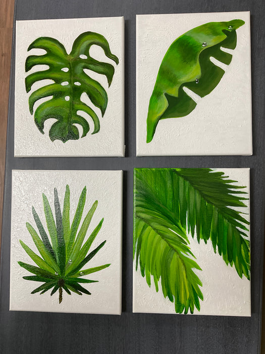 Tropical leaf acrylic painting