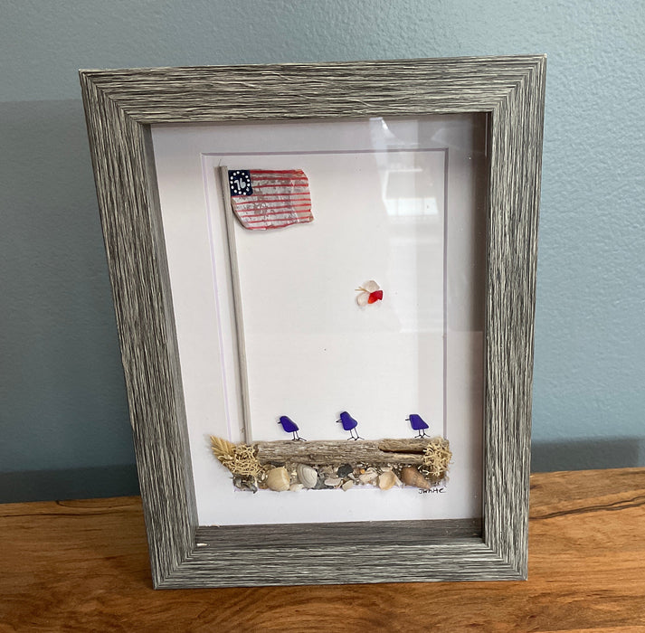 Sea glass framed art 5”x7”