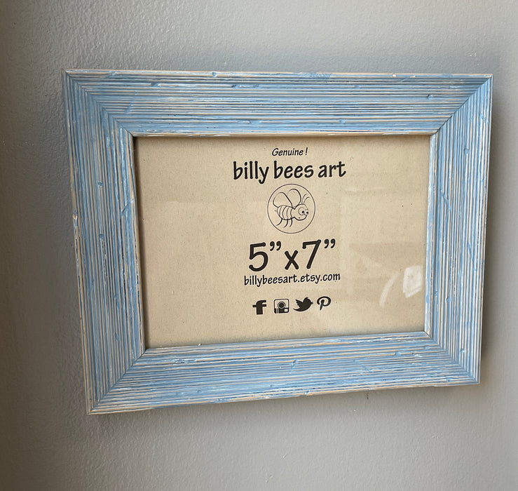 Wood picture frame - cool blue