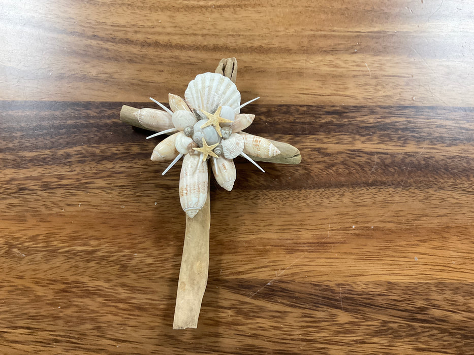 Driftwood shell cross