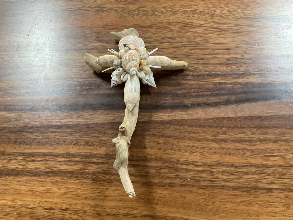 Driftwood shell cross