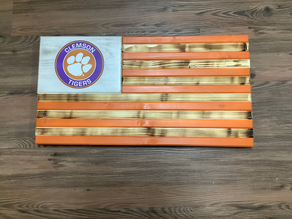 Wood American flag - Clemson tigers