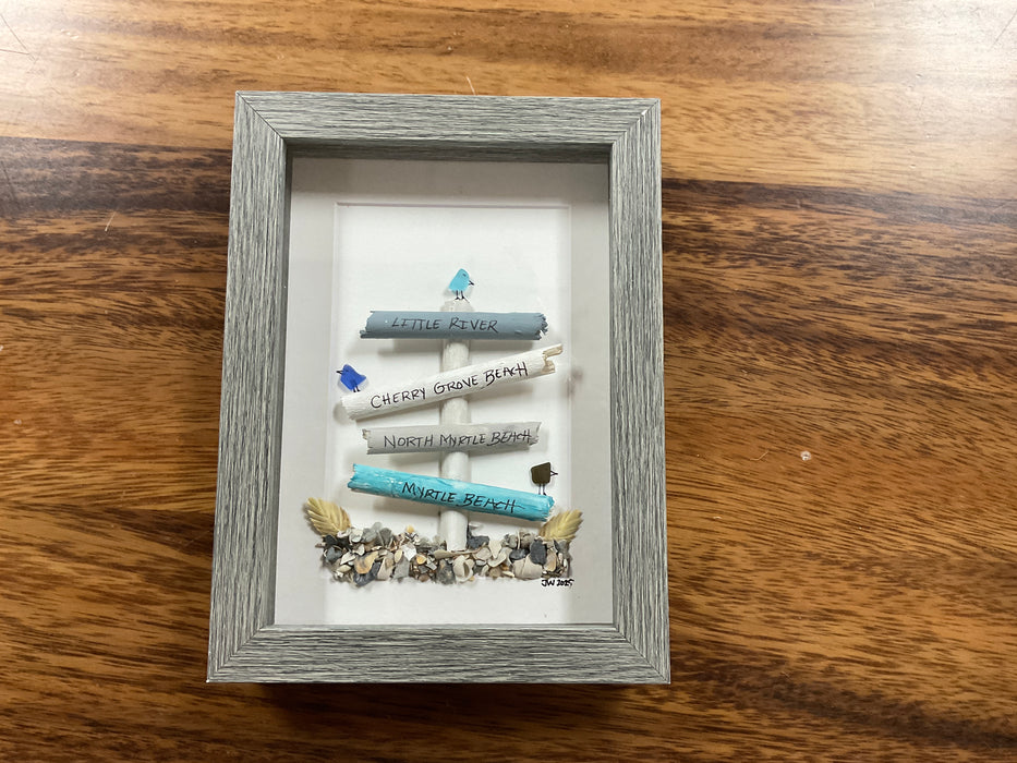 Sea glass framed art 5”x7”