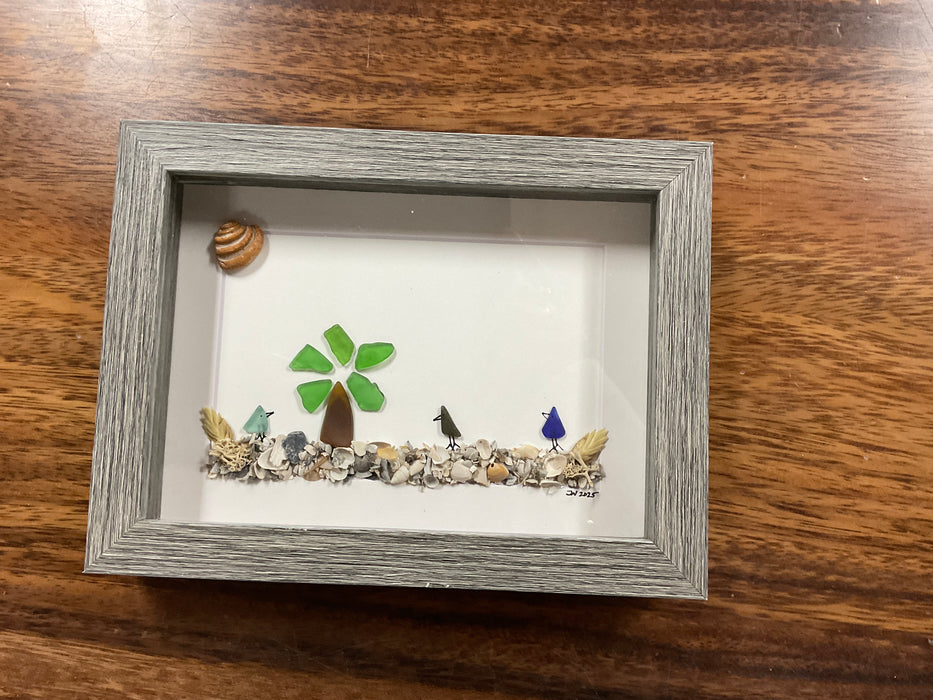 Sea glass framed art 5”x7”