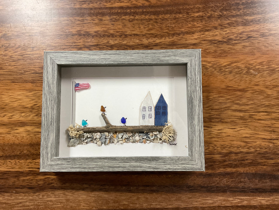 Sea glass framed art 5”x7”