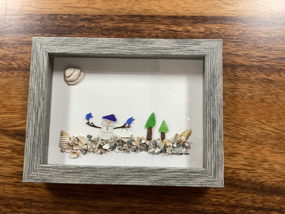 Christmas sea glass art