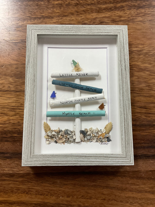 Sea glass framed art 5”x7”