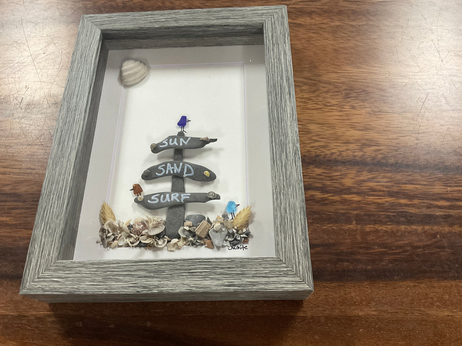 Sea glass framed art 5”x7”