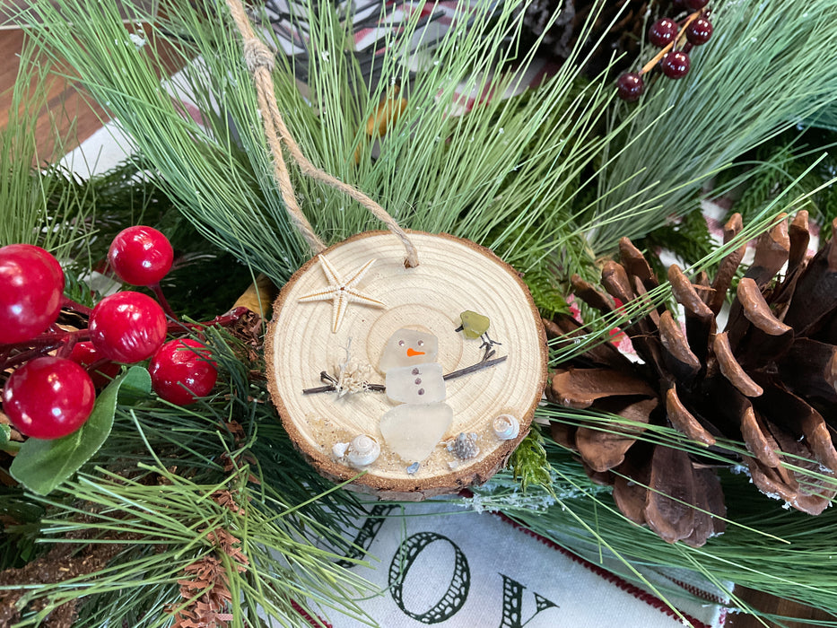 Tree cookie sea glass Ornament