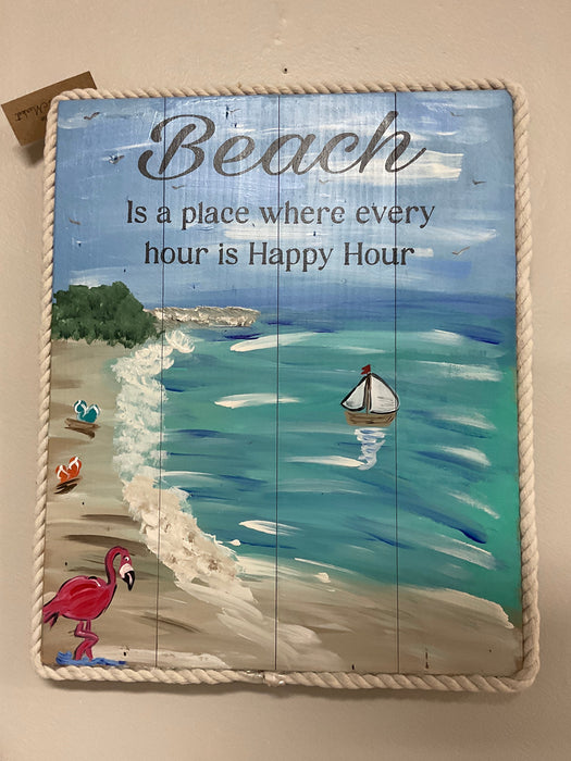 Wood Sign - Beach Happy Hour