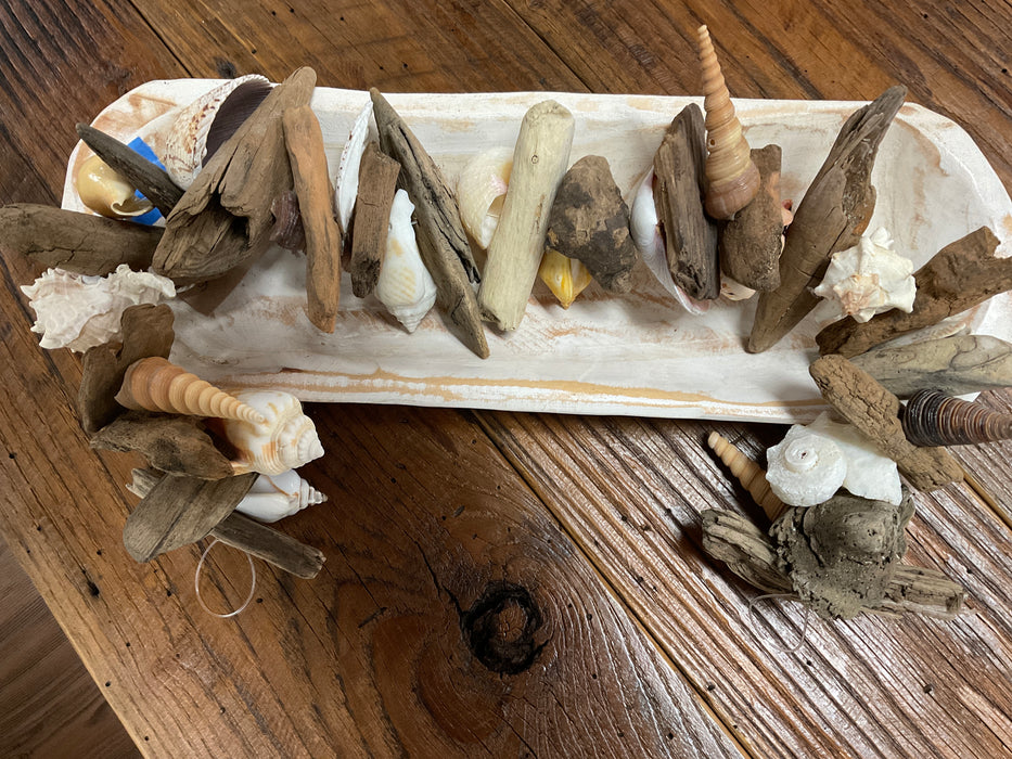 Driftwood and shell garland