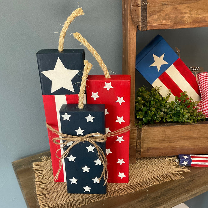 Wood patriotic firecrackers
