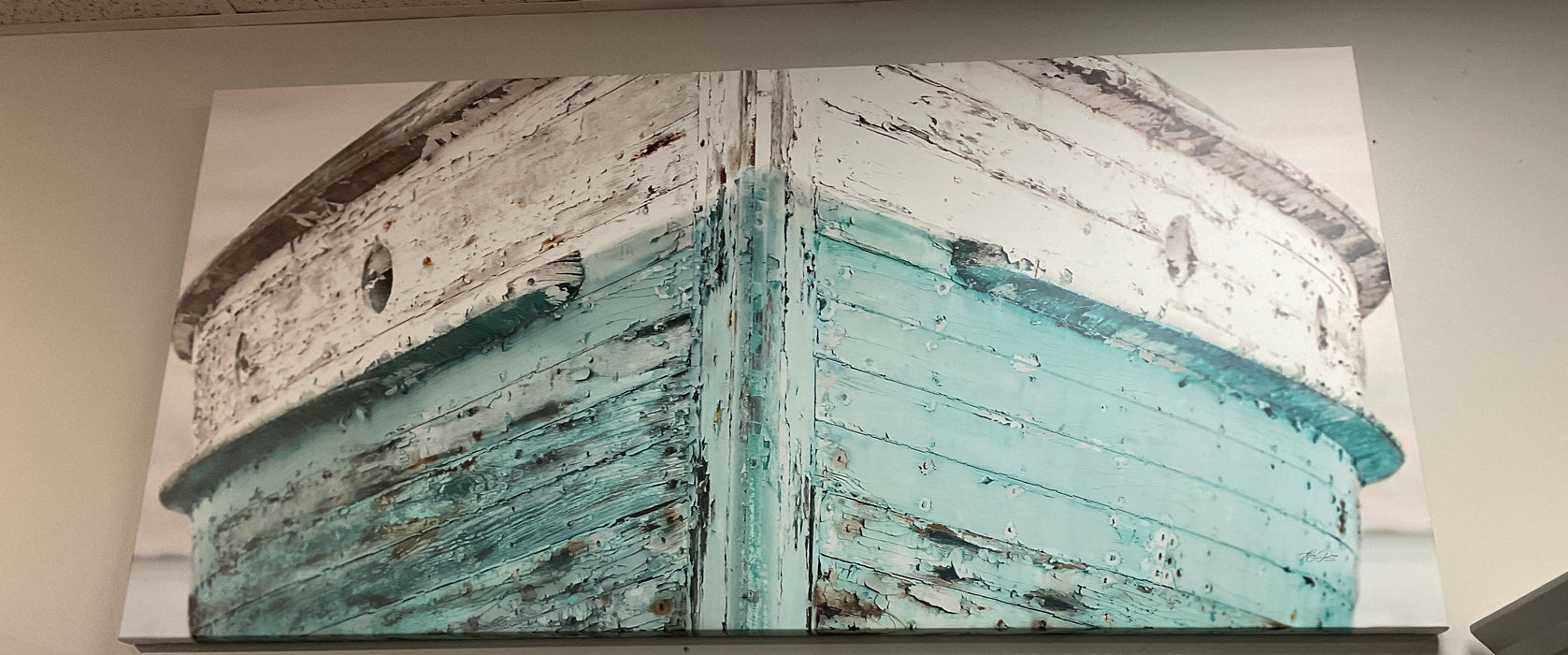 Canvas bow boat print - teal