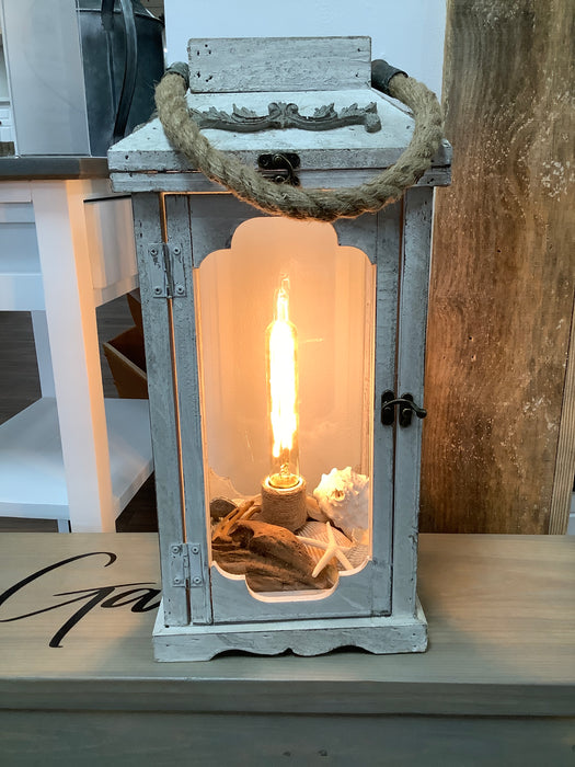 White wooden lantern light