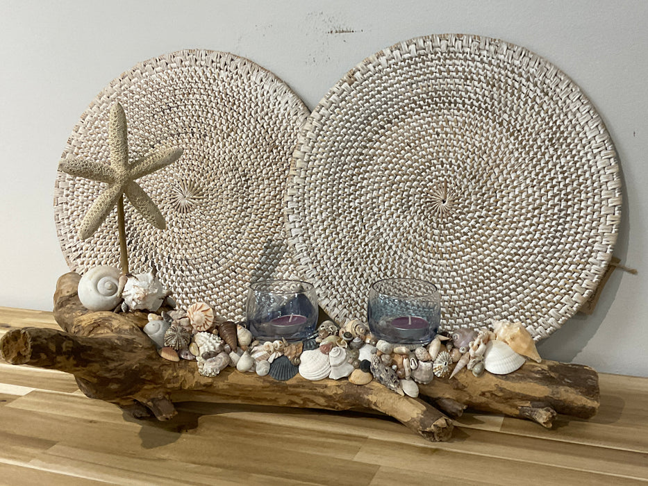 Driftwood and shell candle holder