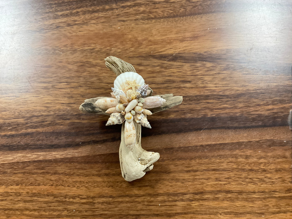 Driftwood shell cross