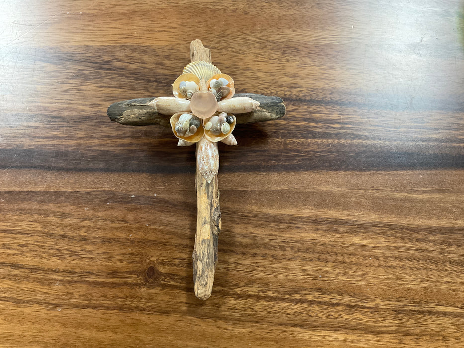 Driftwood shell cross