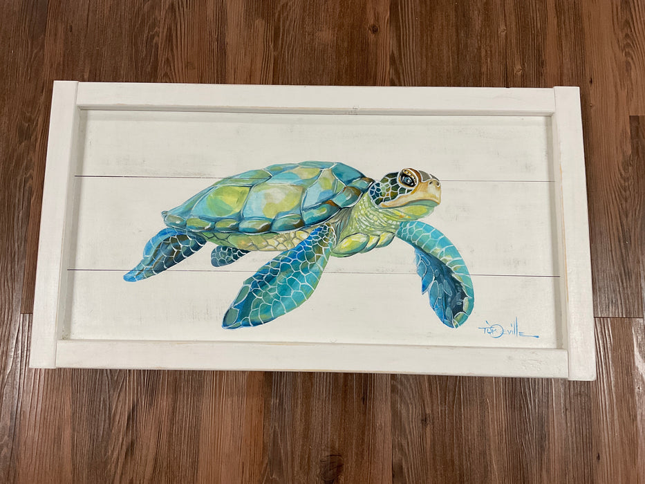 Large turtle painting on wood