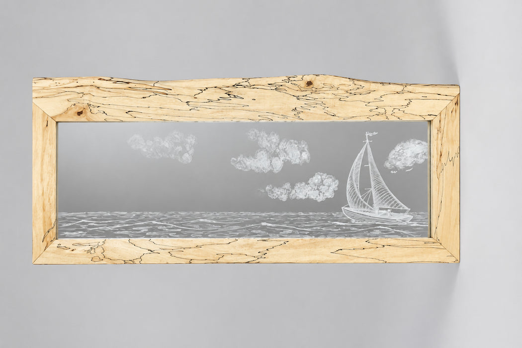 Etched sailboat mirror