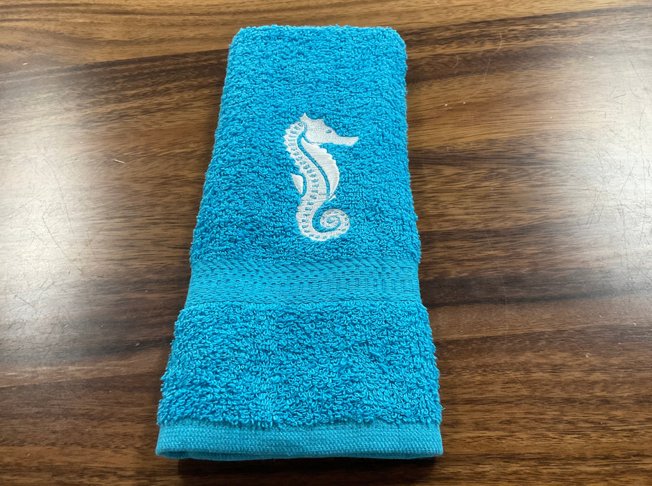 Embroidered hand towel seahorse