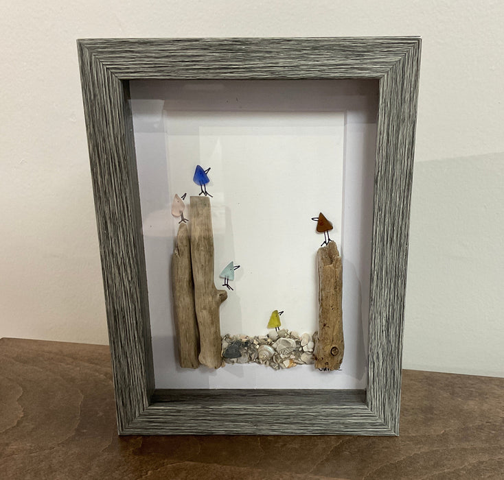 Sea glass framed art 5”x7”