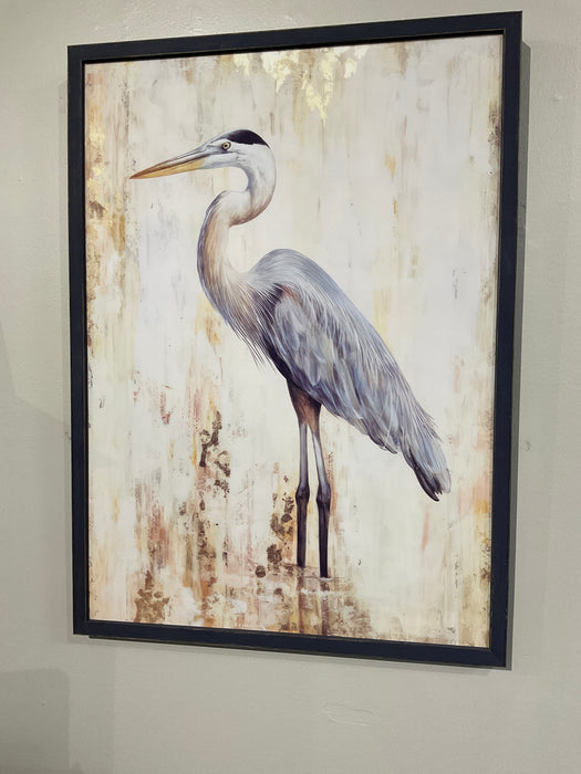 Blue heron canvas wood frame