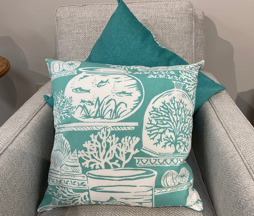 Throw pillows - aqua print