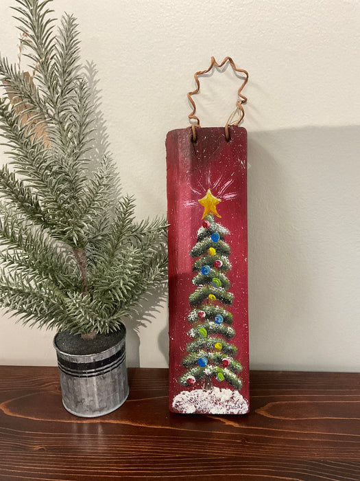 Christmas tree on wood