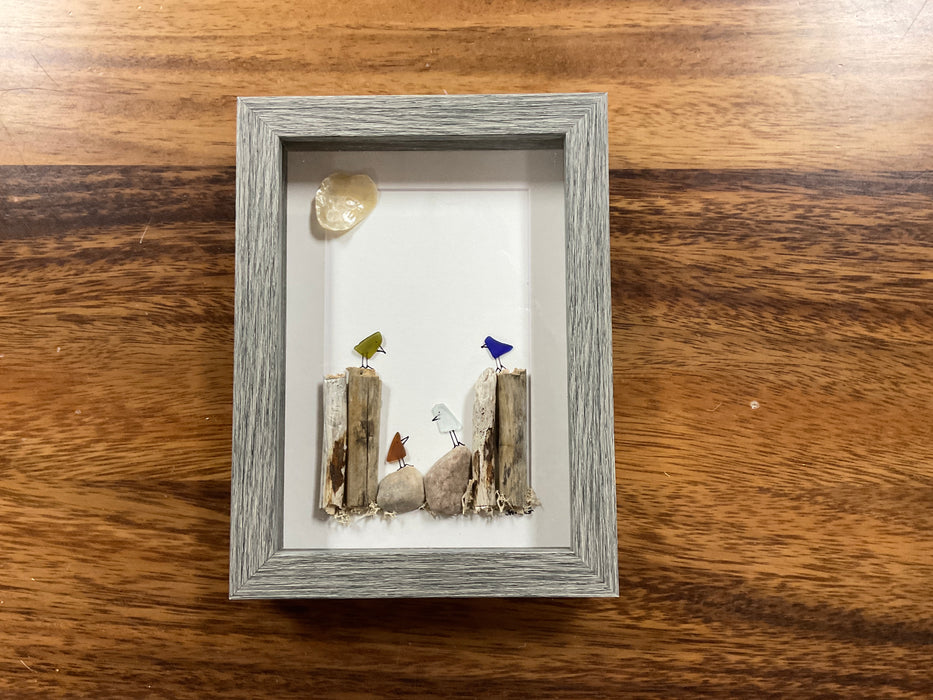 Sea glass framed art 5”x7”