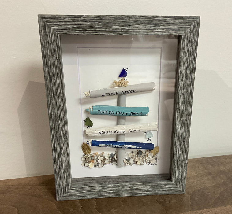 Sea glass framed art 5”x7”