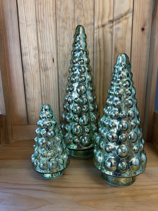 Dot embossed glass green Christmas Tree