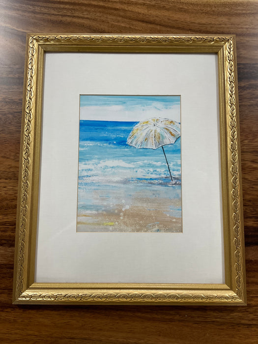 Framed beach umbrella picture