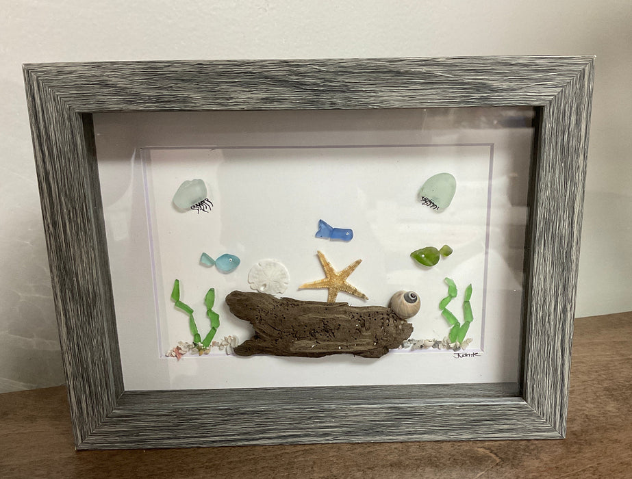 Sea glass framed art 5”x7”