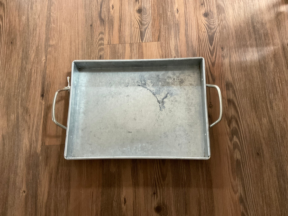 Metal tray with handles