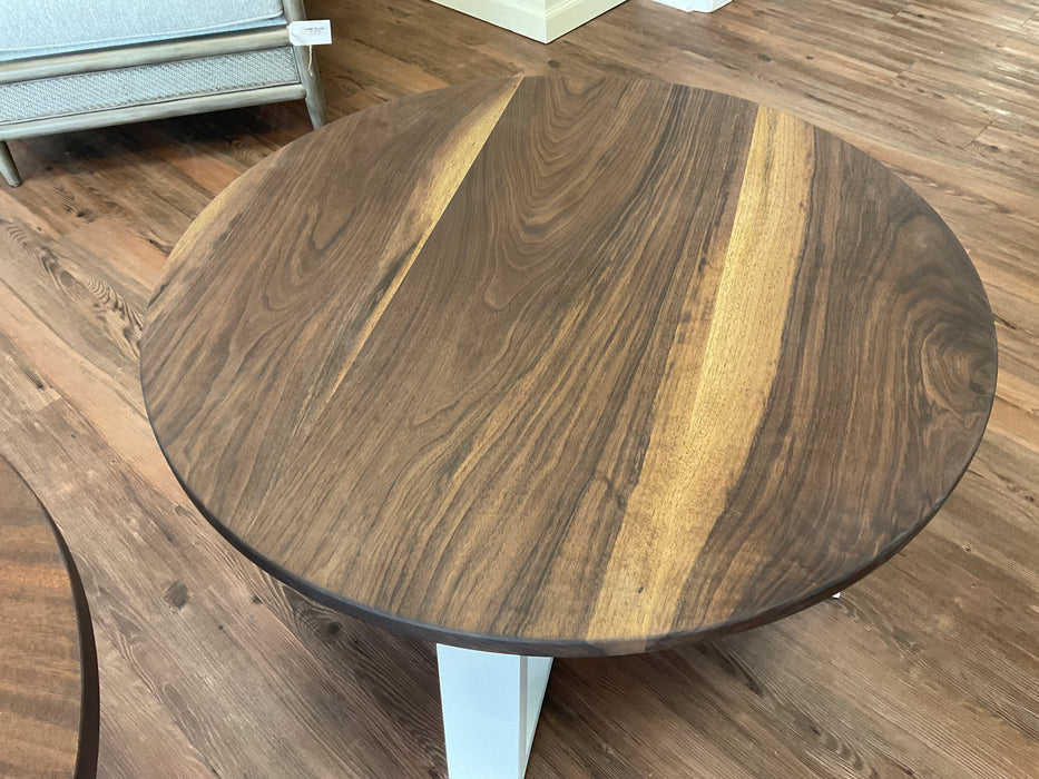 Walnut top round coffee table - base