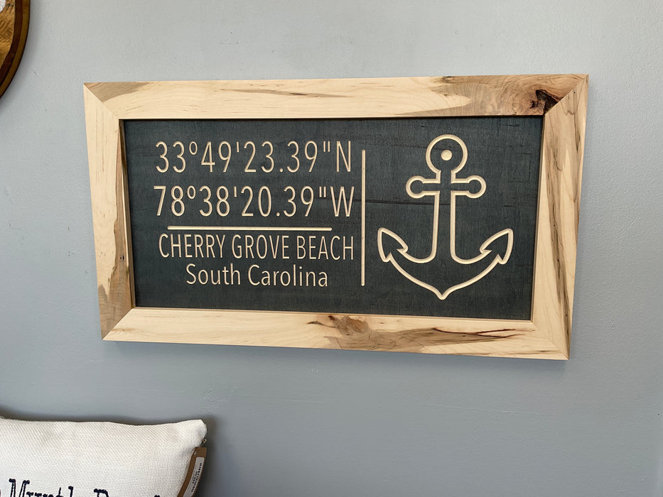 Wood Coordinate Sign - Cherry Grove