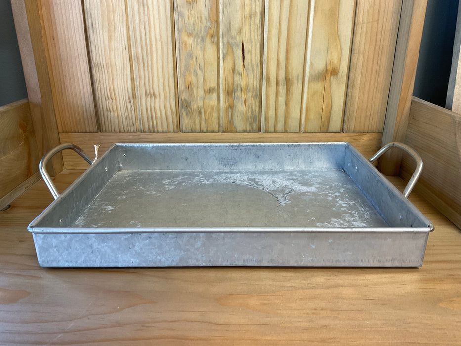 Metal tray with handles