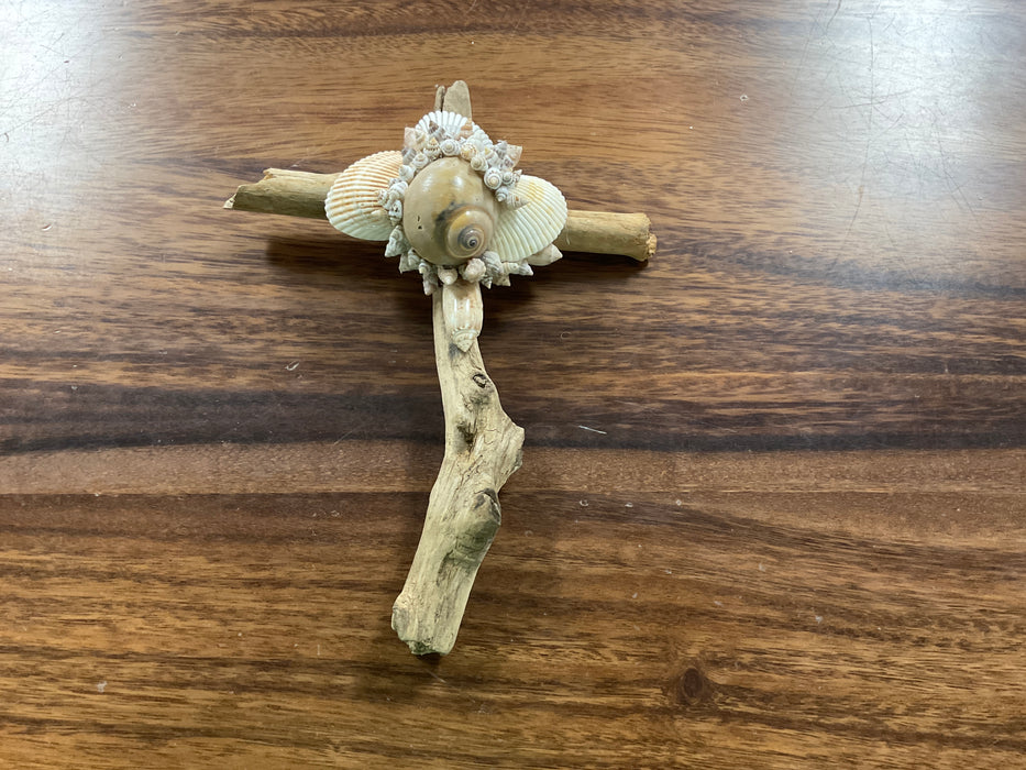 Driftwood shell cross