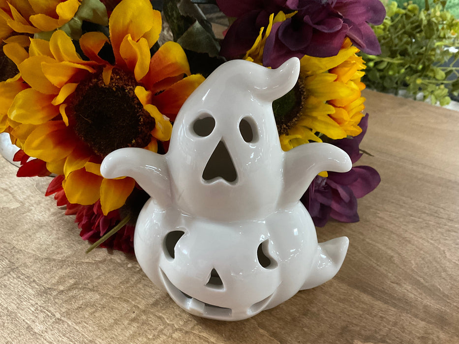 Lighted Ghost Pumpkin Figurine